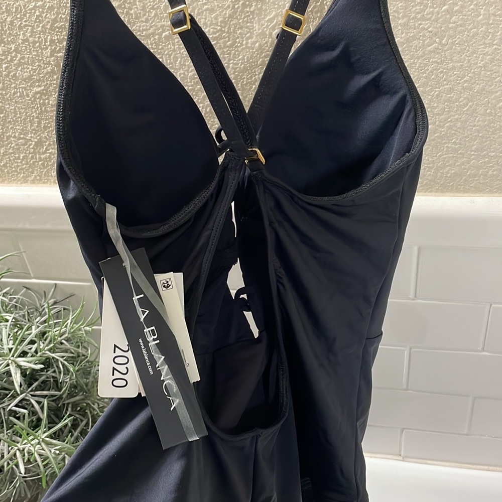La Blanca One piece Black convertible straps Swimsuit . NEW with Tags  SZ 12 - Picture 8 of 11